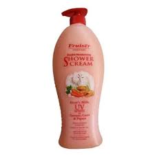 [1000ml] FRUISER Double Moisturising Shower Cream Goat's Milk UV White with Turmeric, Carrot & Papaya